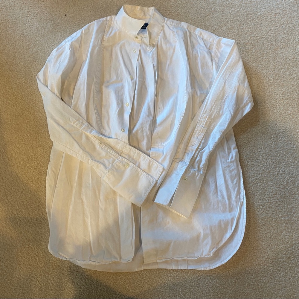 ⭐🎩Polo by Ralph Lauren White Formal Wingtip Collar Tuxedo Button Down Shirt - Picture 5 of 6